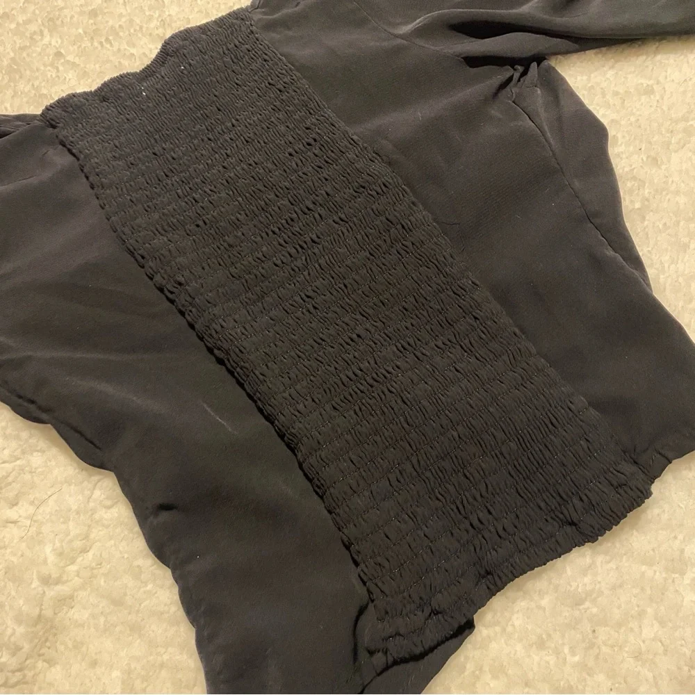 ABERCROMBIE & Fitch Womens black puff sleeve crop blouse S NEW